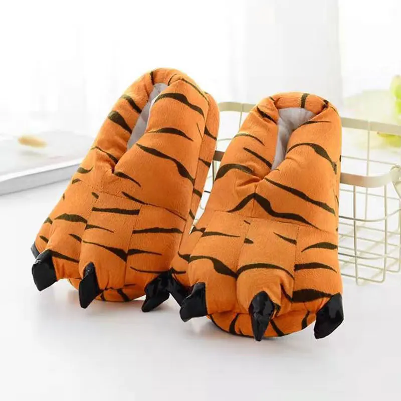 Animal Kigurumi Monster Dinosaur Paw Funny Slippers Men Women Kids Parent-child Home Shoes Winter Soft Warm Cotton Shoes