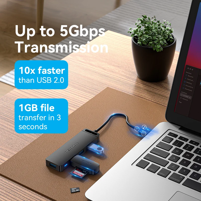 Hub Vention 3.0 a 4 porte, sottile, USB, per mouse e tastiera, compatibile con MacBook Pro, Air, PC, laptop, Xiaomi, Xbox e PS5._voghion.com