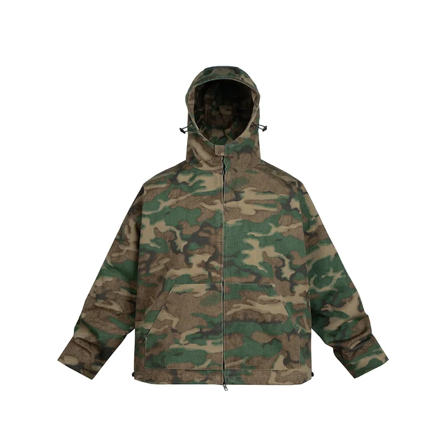 Streetwear Color Match Camouflage Hooded Jacket for Men and