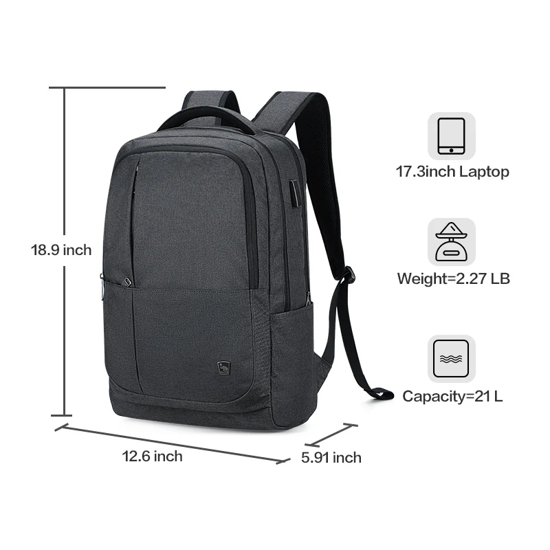 OIWAS Men Business Backpack 17 inch Laptop Bag Large Capacity Backpack Waterproof Fashion Bags for Male Women Notebook Traveling