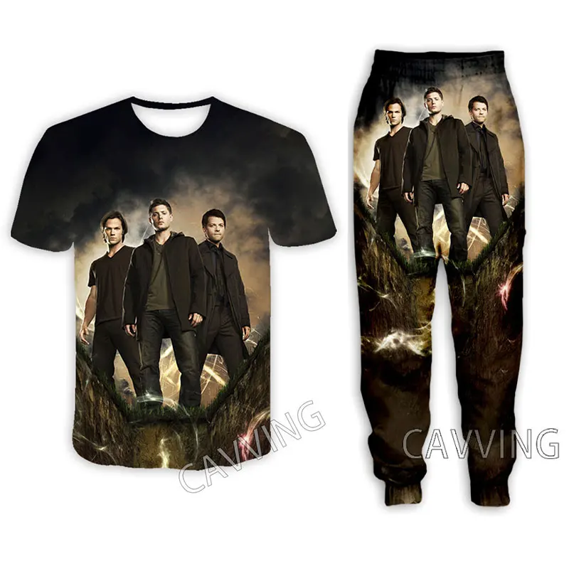 Supernatural  3D Printed Casual T-shirt + Pants Jogging Pants Trousers Suit Clothes Women/ Men's  Sets Suit Clothes   K01 4