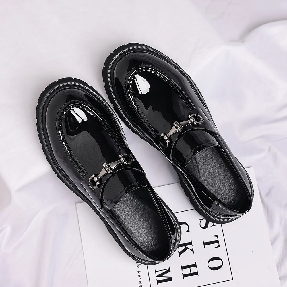 Fashion Casual Men Thick Sole, Penny Loafers Man Slip-On, For Business Dress Shoes - Uniqwear