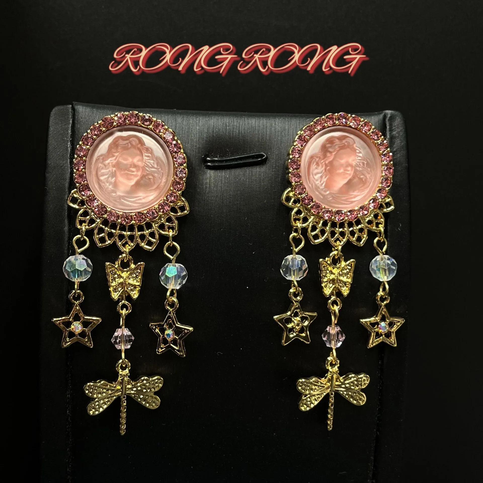 Pink stud earrings