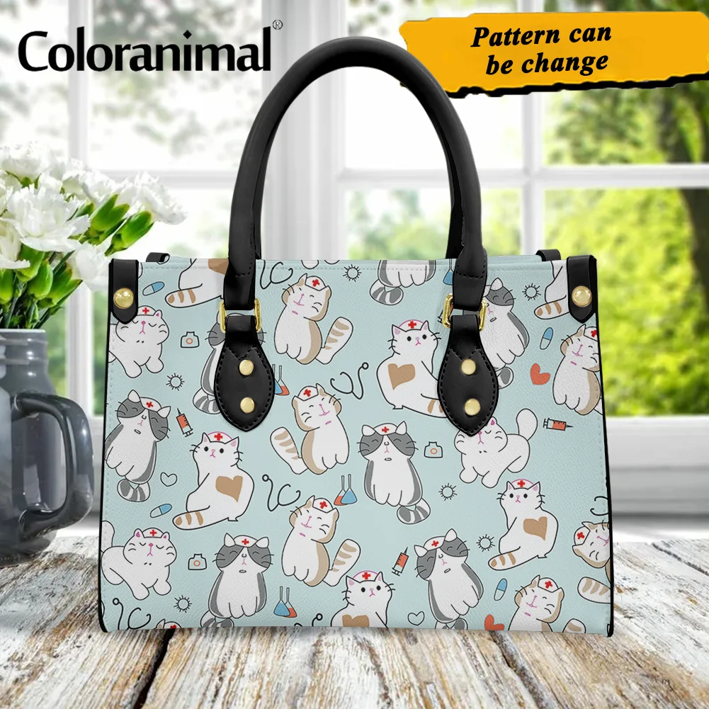 

Coloranimal Cat Nursing Leather Shoulder Bag For Woman Large Doctor Handbags High Quality Female Travel Fashion Hand Bag Torebka