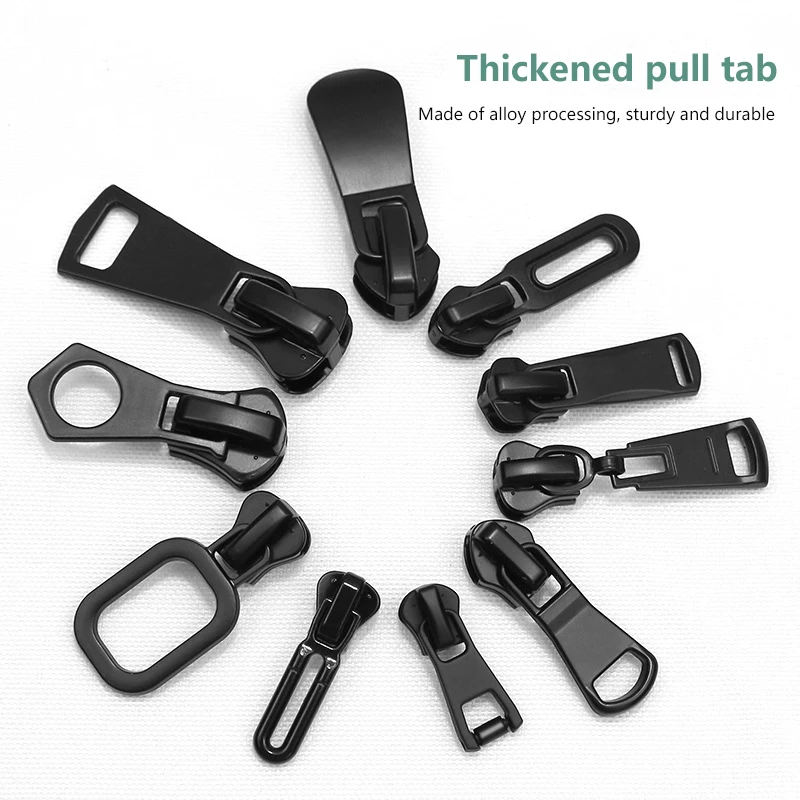 Zipper Repair Universal Black Metal Fix Zipper Sliding Teeth Head 10Pcs Clothing Tailor Tool zipper repair kit