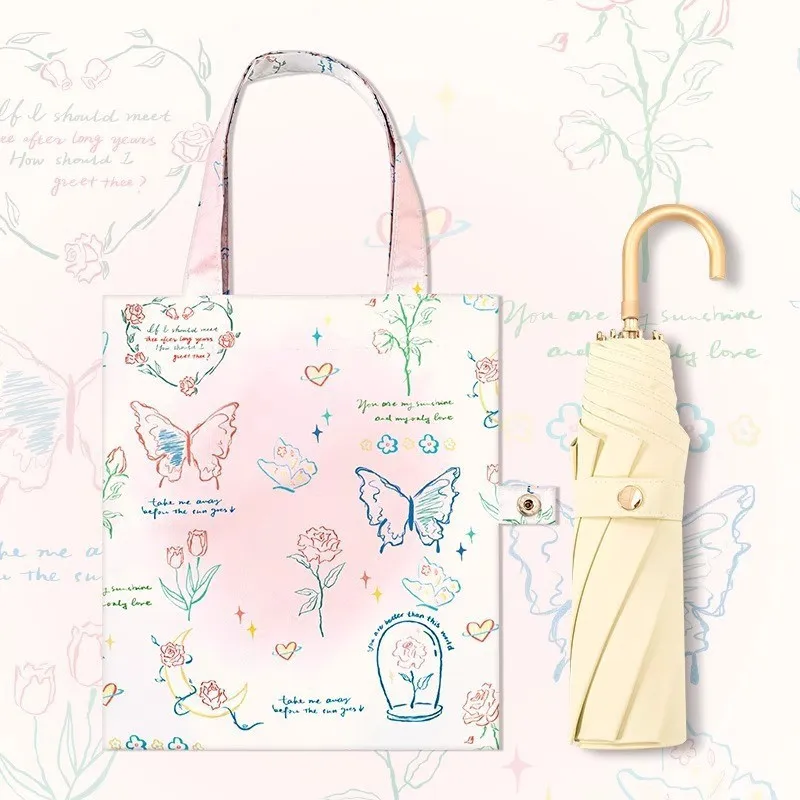 Hook Folding Umbrella for Women Rain or Shine Retro Sun Umbrella Sun Protection  Ultraviolet Protection  High-end Sunshade