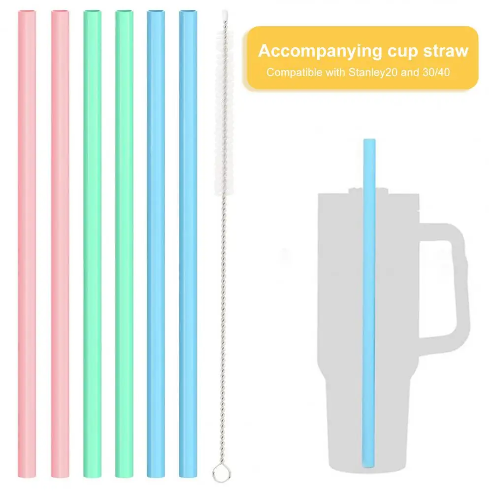 

6Pcs/Set Tumbler Straws Reusable Straws with Cleaning Brush Drink Water Plastic 20/30/40 OZ Adventure Travel Tumbler Straws