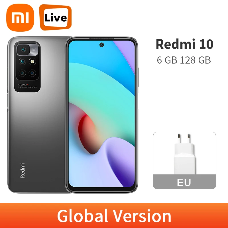 Телефон Xiaomi Redmi 10 6 ГБ ОЗУ 128 Гб ПЗУ 50 МП AI четыре камеры 90 Гц FHD + дисплей Helio G88 18 Вт