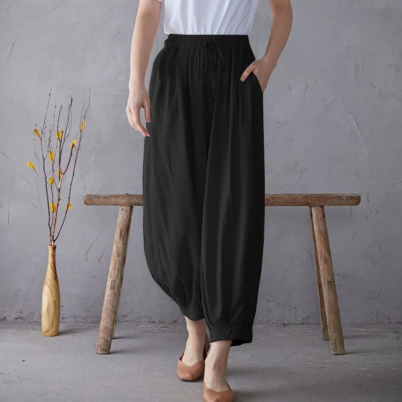 Women Cotton Linen Casual Pants