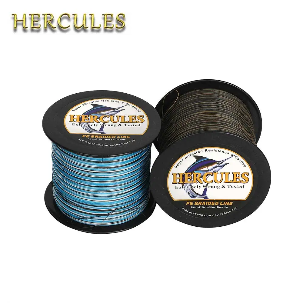 Hercules Braided Fishing Line Pesca 10-300lb PE Carp Fish Camo Blue 100M 300M 500M  1000M Saltwater Peche 8 Strands 4 Strands josby brand x9 multifilament fishing lines 9 strands 300m 500m 1000m 100m strong smooth braided 100% pe seawater wire pesca