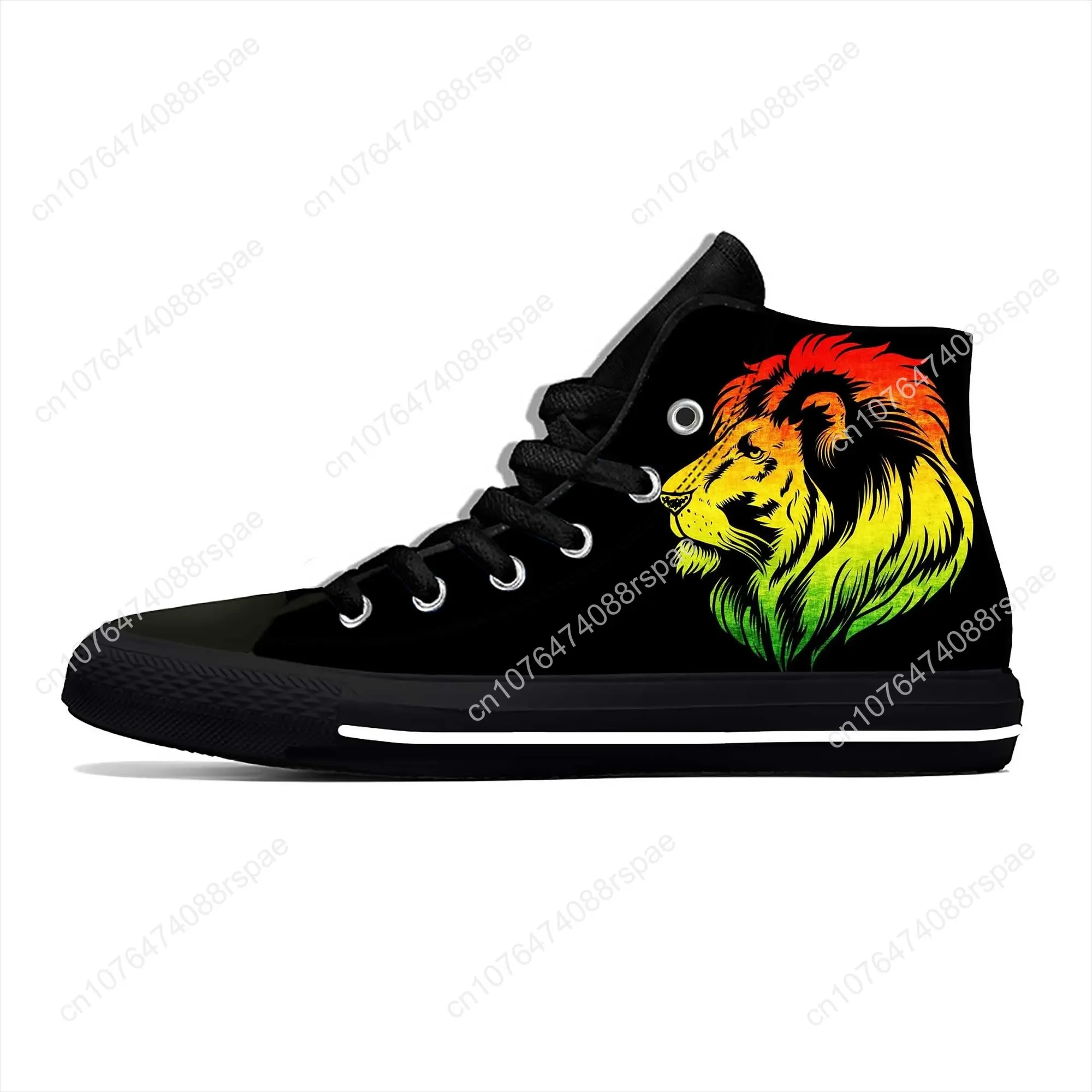 Reggae Rasta Rastafari Rastafarian Lion Jamaican Casual Cloth Shoes High Top Comfortable Breathable 3D Print Men Women Sneakers