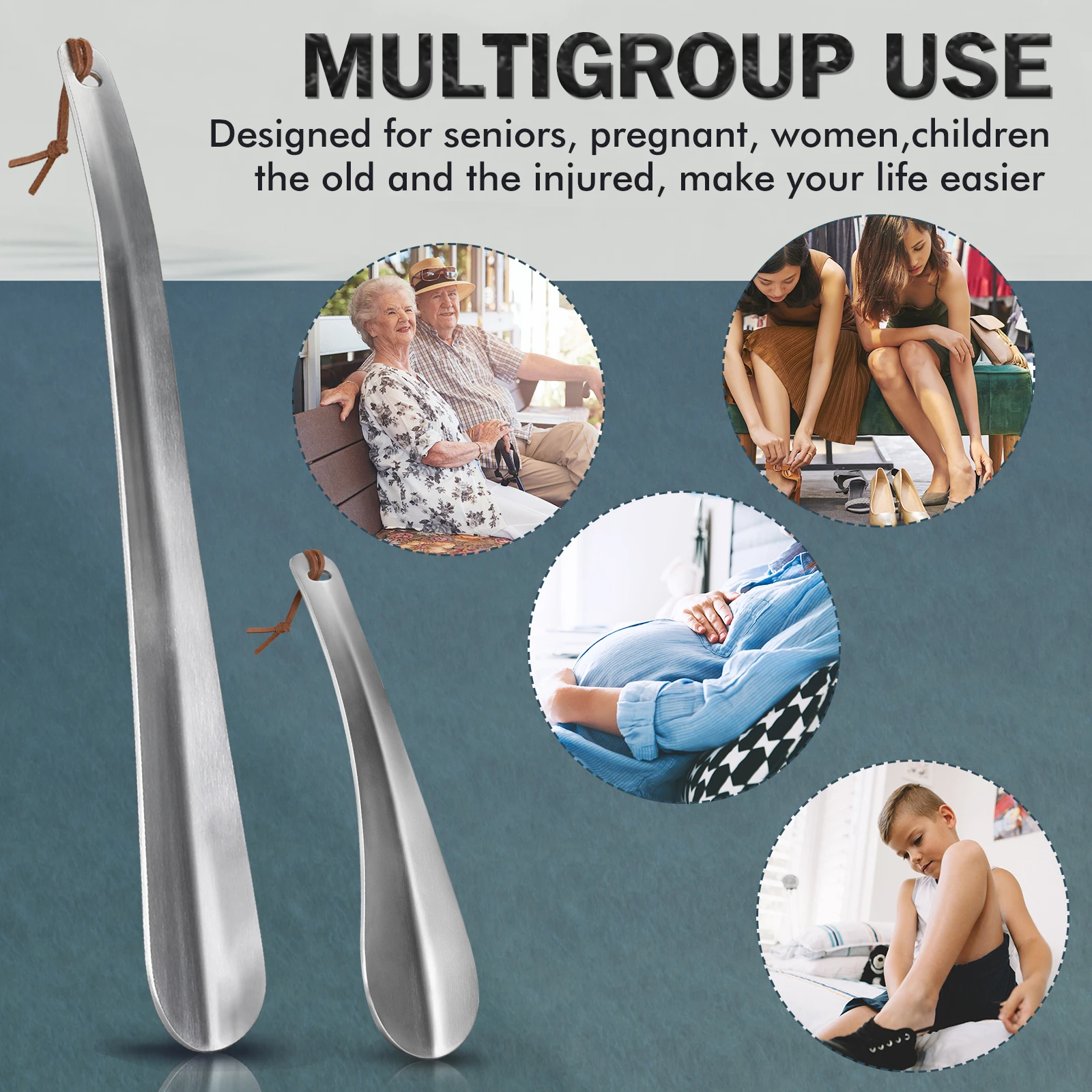Metal Shoe Horns Stainless Steel Long Shoe Horn Long Handle Shoehorn Spoon Lazy Short Helper For Men Women Elderly Kids