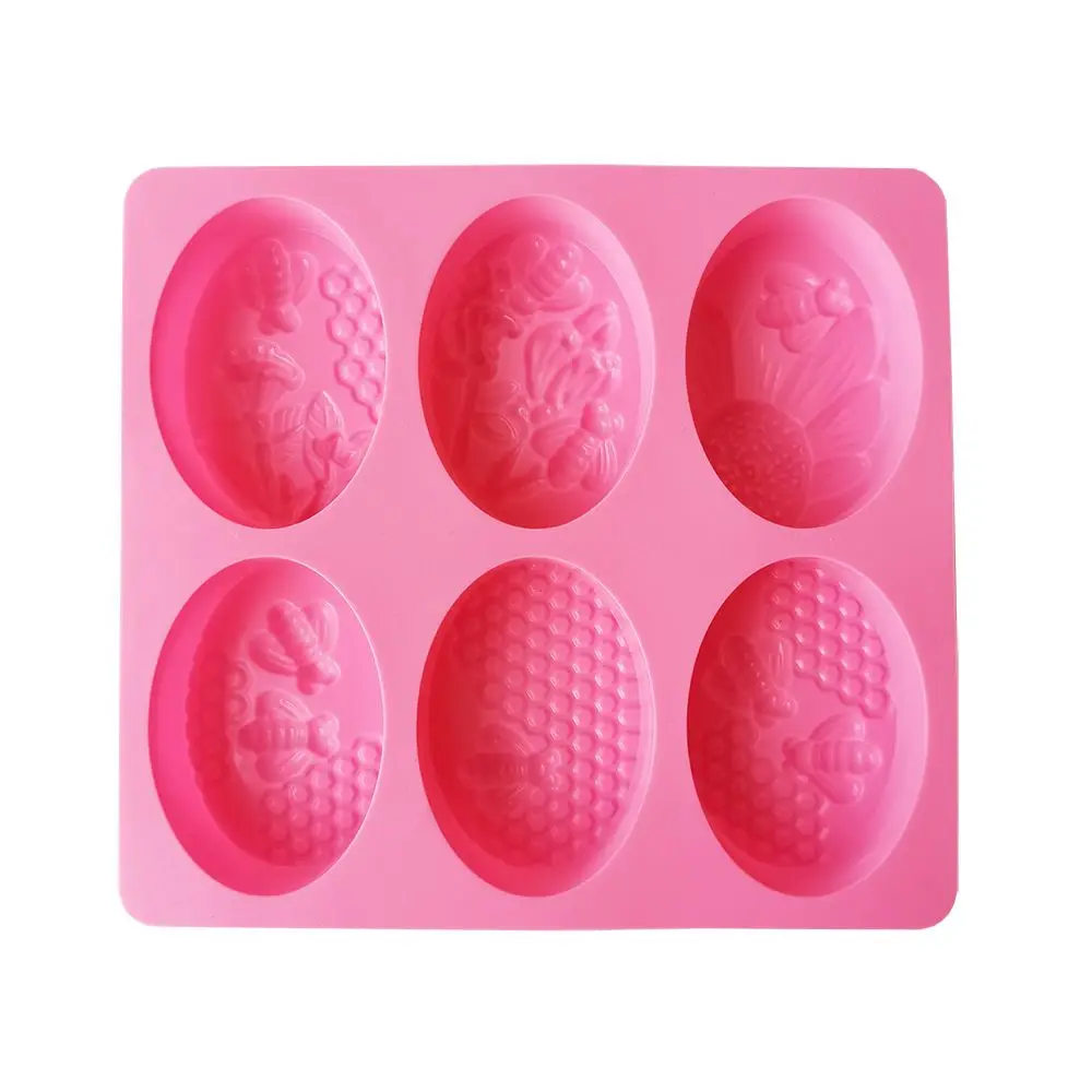 Silicone Soap Molds Epoxy Resin Molds 3D 6 Cavities Bee Oval Honeycomb Silicone Soap Mold DIY