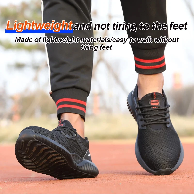 Safety Shoes MEN'S Headgear Steel Anti-crushing Work Tennis Light Polishing Test Indestructible