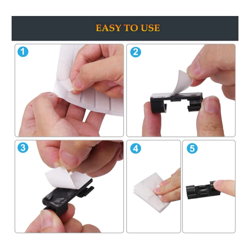 Cable Clips Strong Self-Adhesive Sticky Wire Clips Cable Management TV PC Wire Holder Cord Organizer For Home Office cable organizer cable clip