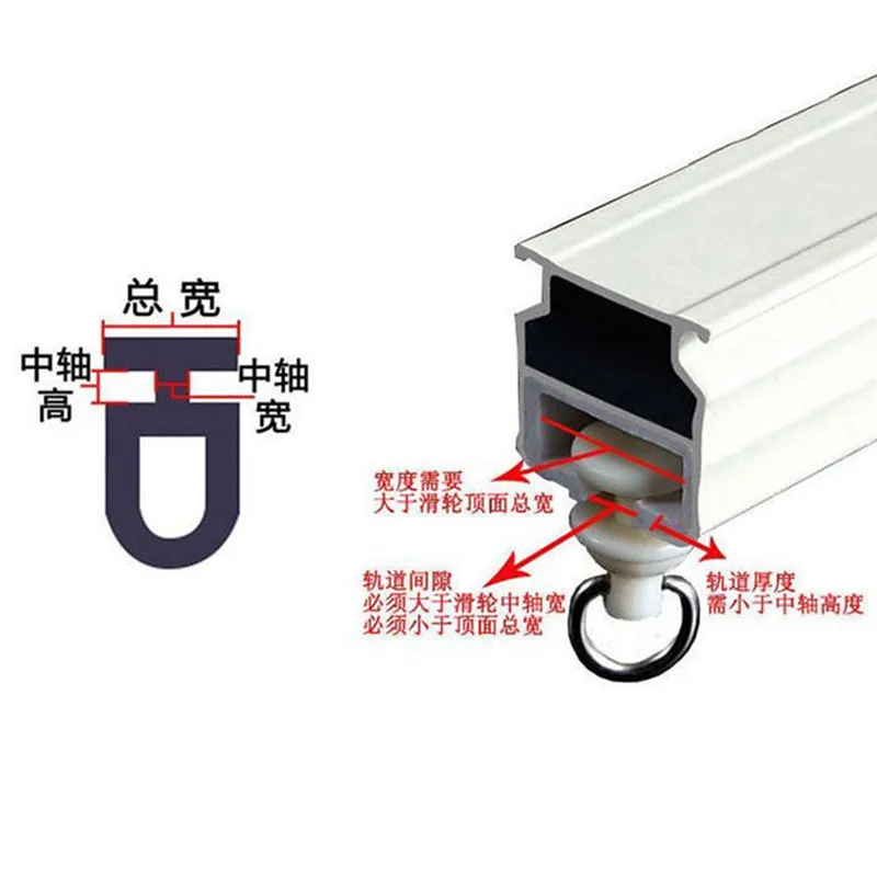 Description Picture 4 of itemAlloy Plastic Curtain Wheel Rail Straight Curved Track Rollers Hanging Curtains Hook Ring Window Decorative Hardware Accessories