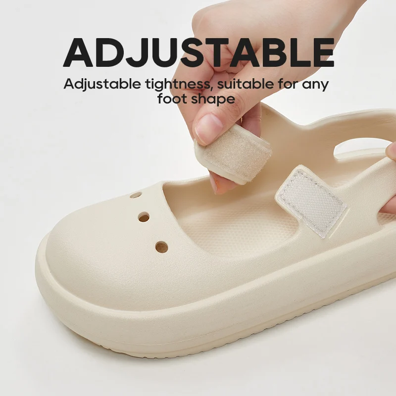 Women Sandals Garden Shoes Soft Sole Slippers DIY Platform Thick Sole Summer Mary Jane Hook & Loop