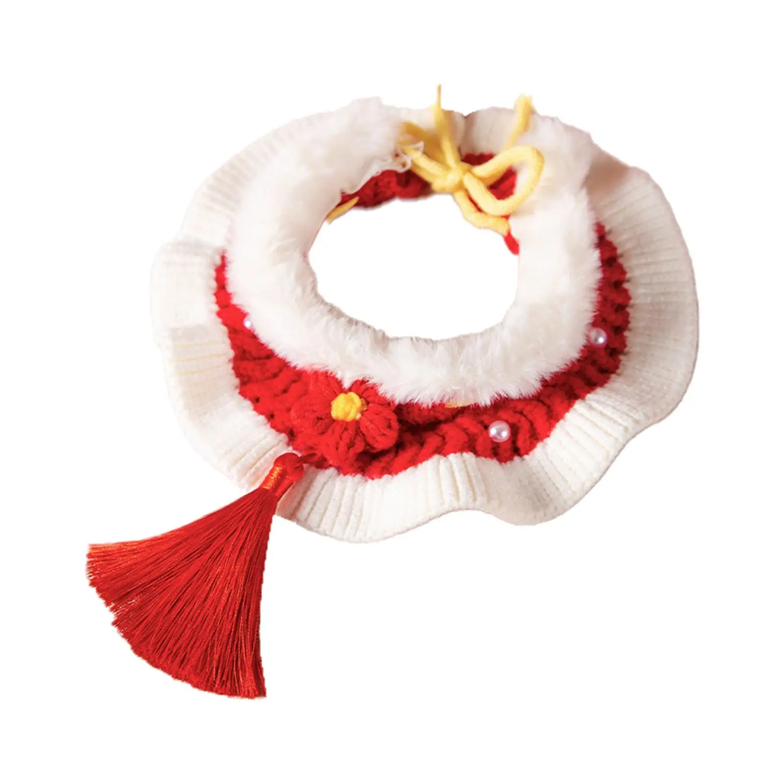 Knitting Cat Collar Chinese New Year Gift Decorative Outfit Handmade Knit Pet Scarf for Puppy Kitten Kitty Small Dog Pet Supply