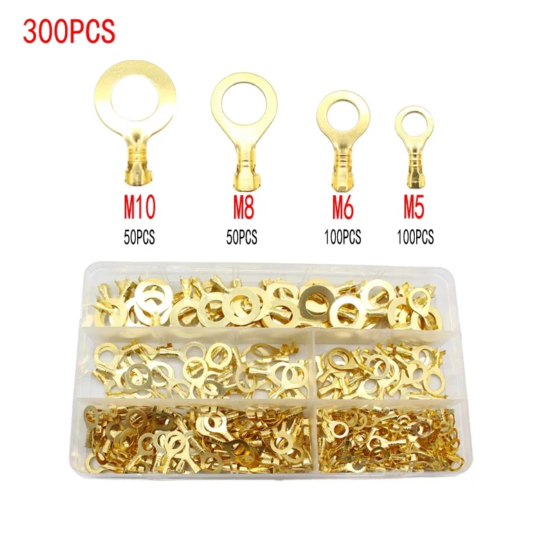 150/540 PCS M3/M4/M5/M6/M8/M10 링 러그 아이 구리 압착 단자 케이블 러그 와이어 커넥터 비절연 분류 키트