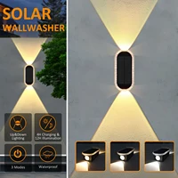 2/4 Pack Solar Fence Lights 3 Modes LED Lens Solar Lights Up & Down Solar Wall Lights for Yard, Pool, Porch, Patio, Railing 2
