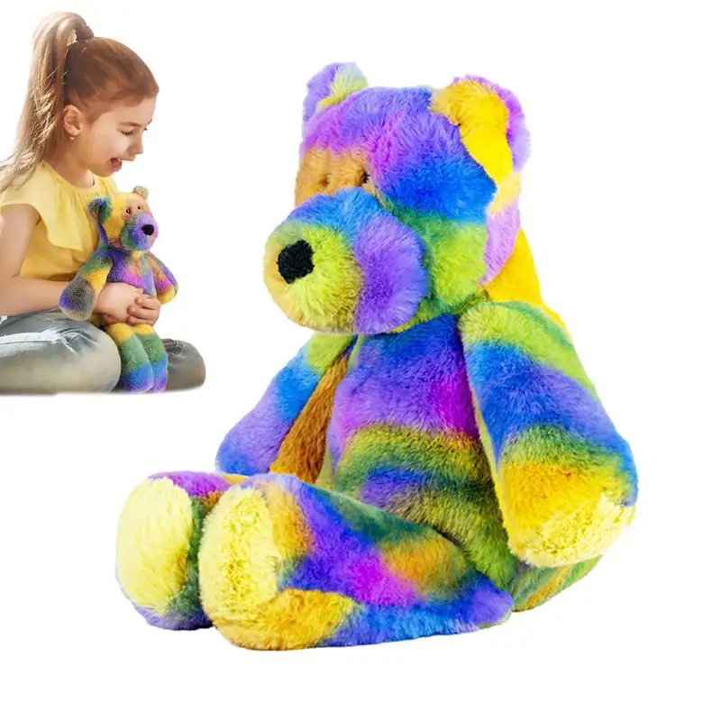 

Cartoon Rainbow Bear Doll Cuddly Cute Bear Colorful plush toy soft Stuffed Animal toy Collectible Gifts for kids Birthday