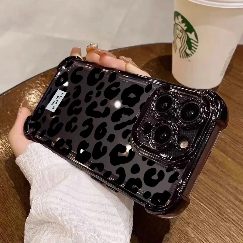 Retro Leopard Print Transparent Phone Case