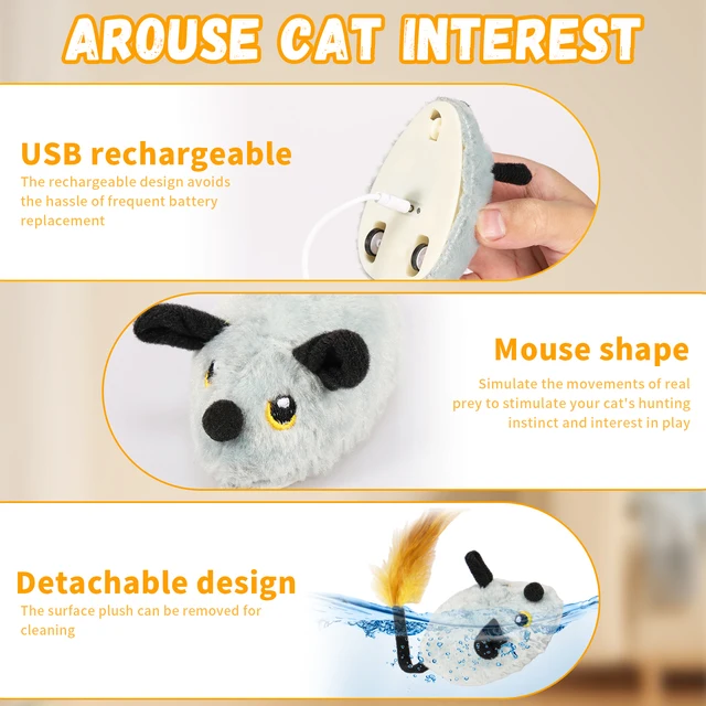 Cat Mouse Interactive Plush Toys LED Glow Electric Telecontrol Auto Rechargeable Pet Moving Mice Toy Realistic Kitten 4