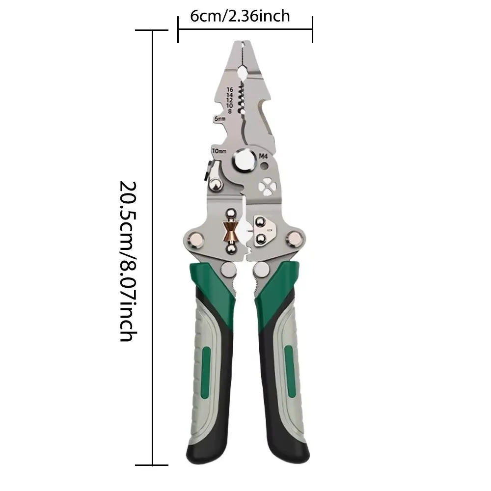 Wire Stripping Tool Foldable Wire Stripper Electrical Pliers Non-Slip Comfortable Wire Stripper Crimper Hand Tool