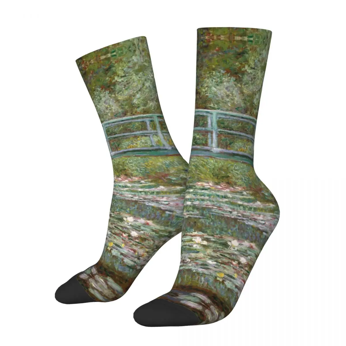 

Novelty Women's Socks Bridge Over A Pond Of Water Lilies Claude Monet Merchandise Warm High Quality Sock All Seasons Gifts