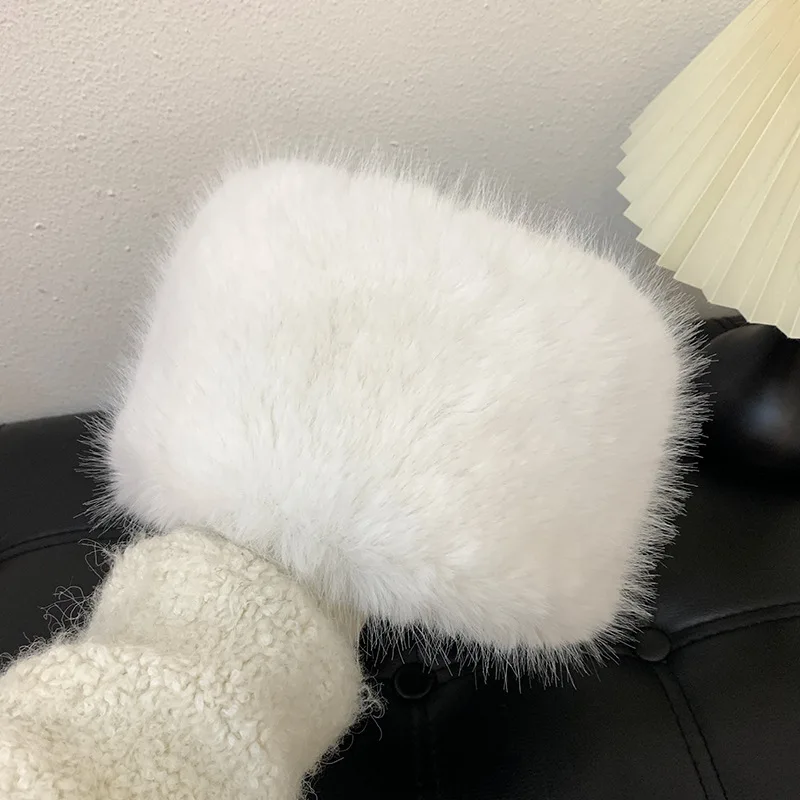 Winter Hat For Women's High Quality Imitation Mink Fur Thickened Warm Pullover Beanie Fashion Y2K Same Style Plush Flat Cap 6