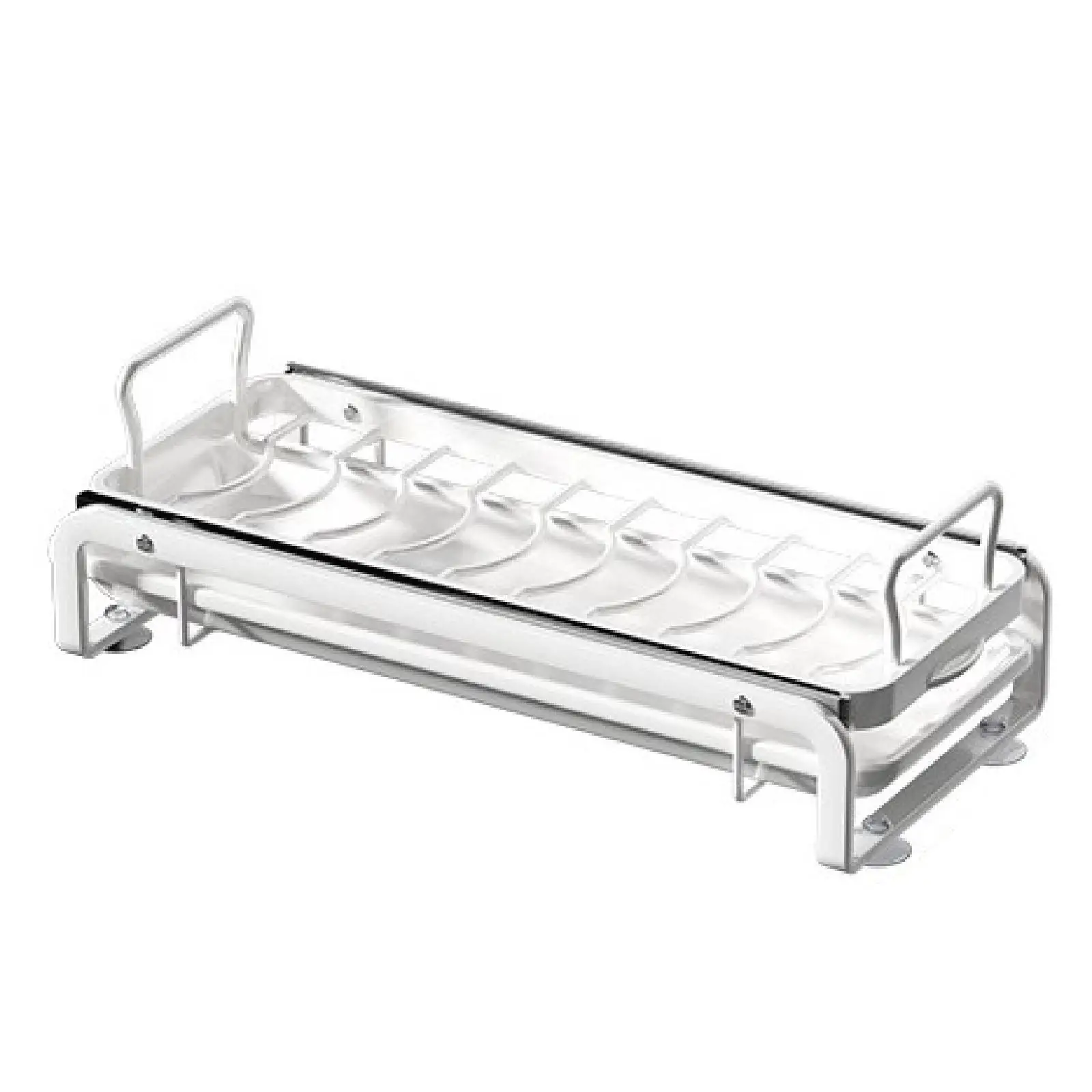 Slide Out Dish Drying Rack Space Saving Dish Drainer Rack with Drain Tray for Cupboard Cabinet Counter Countertop Kitchen