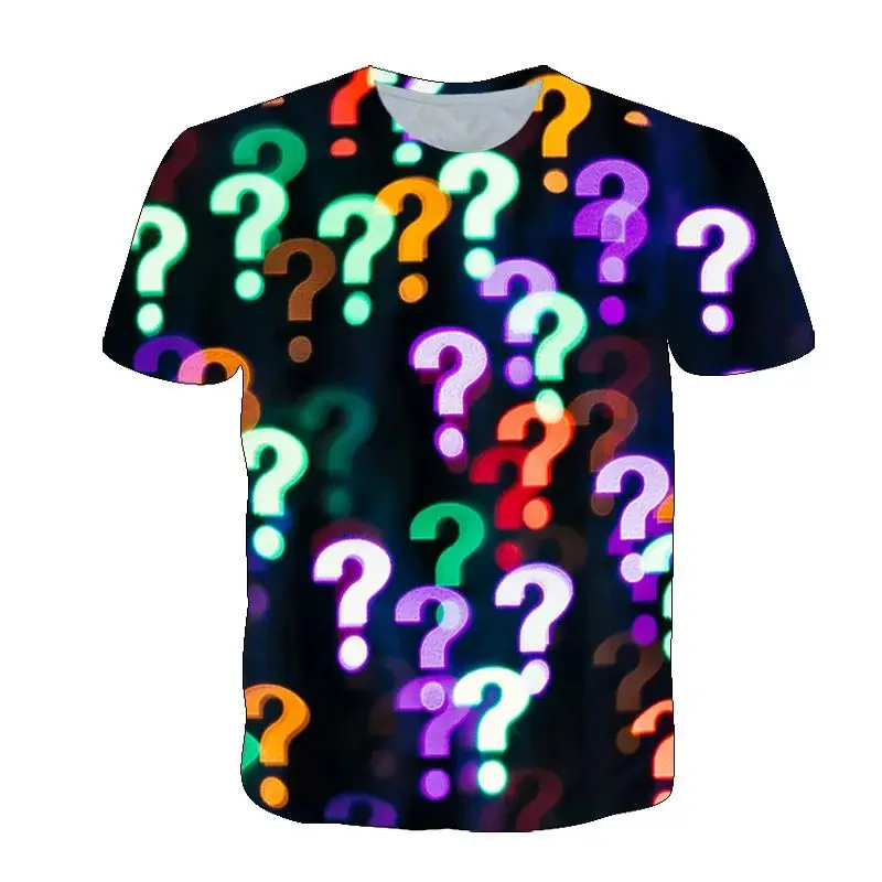 

Men's Summer New Question Mark Interesting Creative Graphic T-Shirt 3d Printed O Collar Short Sleeve Plus Size Personality Top