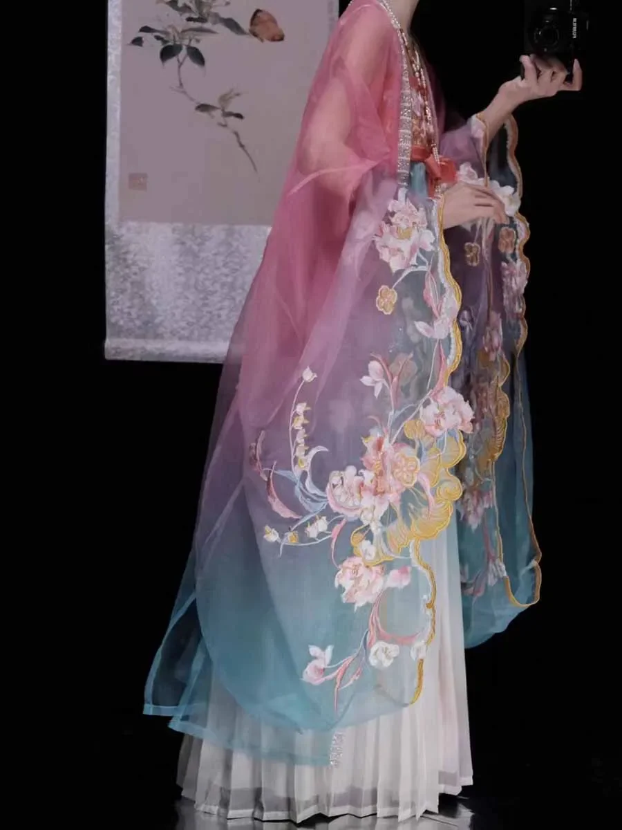 

Chinese Hanfu Dress Women Cosplay Costume Party Outfit Tang dynasty Ancient Chinese Embroidery Gradient Hanfu Dress Plus Size XL