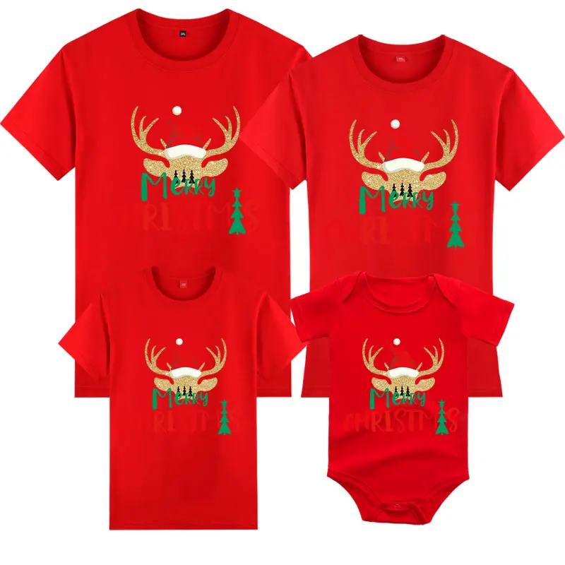 thumbnail image 1 of Ropa a juego para la familia con Feliz Navidad, camiseta para madre, padre, hija, hijo, adultos, niños, mameluco para bebé, camisetas de algodón de manga corta, 1 of 5
