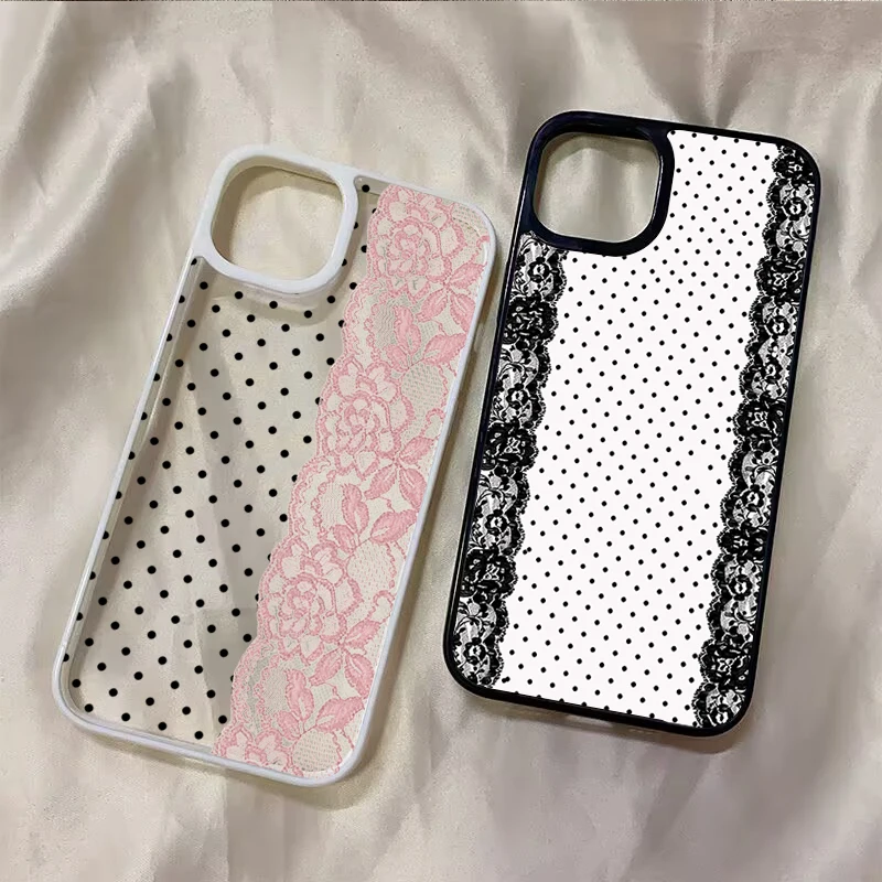Lace Floral Polka Dot Clear Phone Case Cover