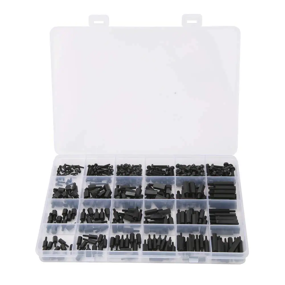 M2/M2.5/M3 Nylon Male-Female Hex Standoff Spacer Screw Nut Assortment Kit Thermal Insulation Corrosion Resistant 360Pcs