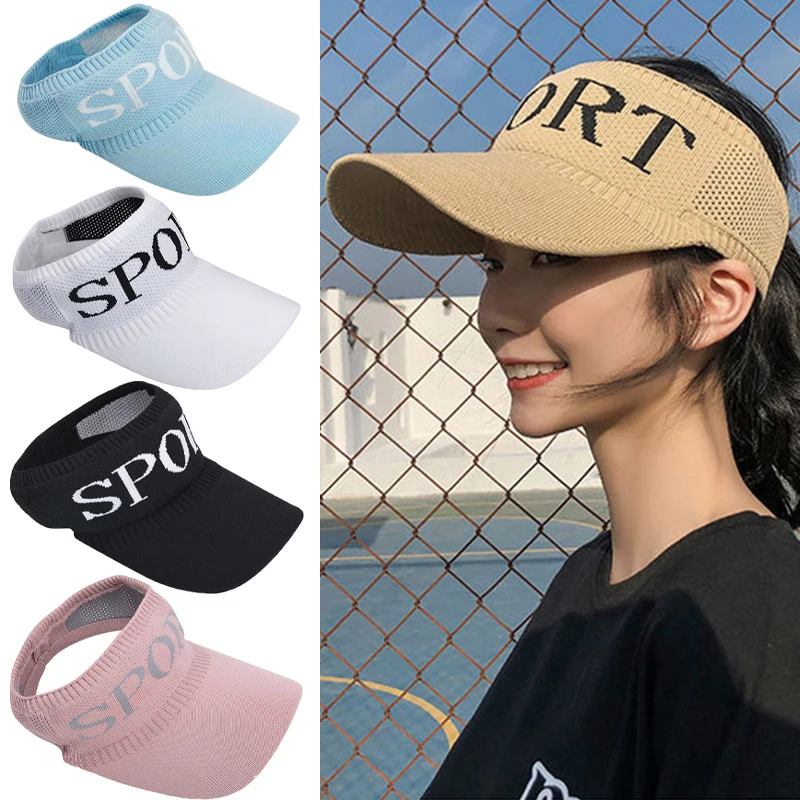 

Sport Empty Top Hat for Women Men Summer Sunshade UV Protection Unisex Sun Hat Travel Golf Tennis Knitted Hollow Headband Visors