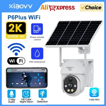 XIAOVV 4G WIFI 6MP Surveillance Smart Security Camera Solar Charging IP65 Waterproof Human Tracking Full Color Night Vision 1