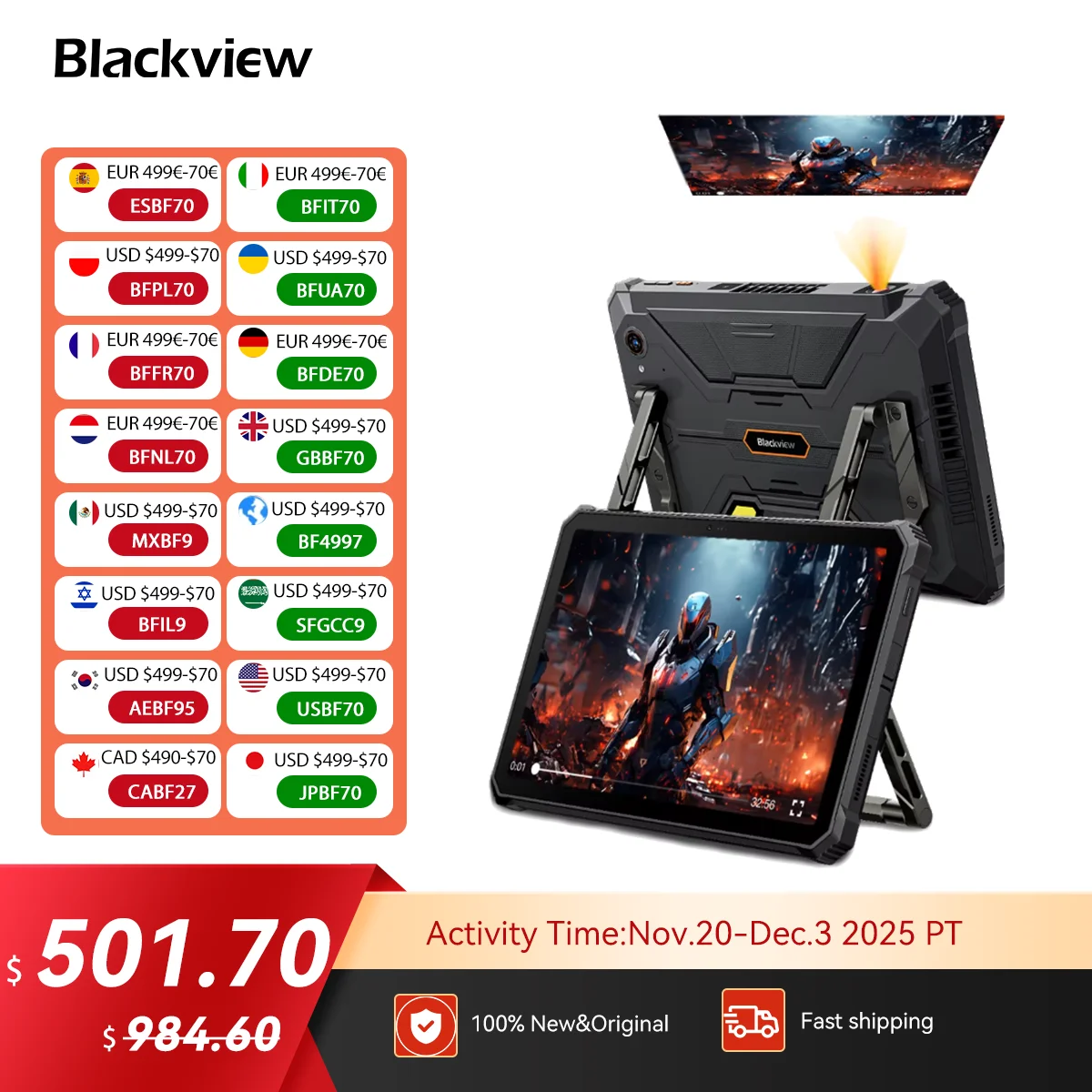 World Premiere Blackview Active 12 Pro Rugged Projector Tablet 11