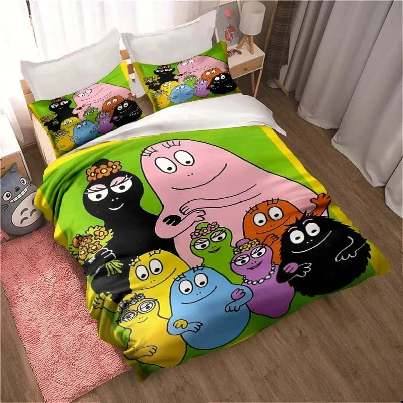 Les Barbapapa Family Cartoon 3 Piece Bedding Set Twin Duvet Cover Set All Season Quilt Cover  Bedding Set Twin Single Boys 5