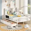 Full Bed with 2 Storage Drawers,w/Bookcase Headboard & Blackboard,Wooden Slats Support,Full Size Bed Frame 4