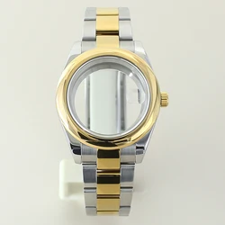 High - Quality 36mm/39mm Steel Watch Case with Sapphire Glass Bracelet - 36mm NH35 NH36 (NO.9 Silver Gold)