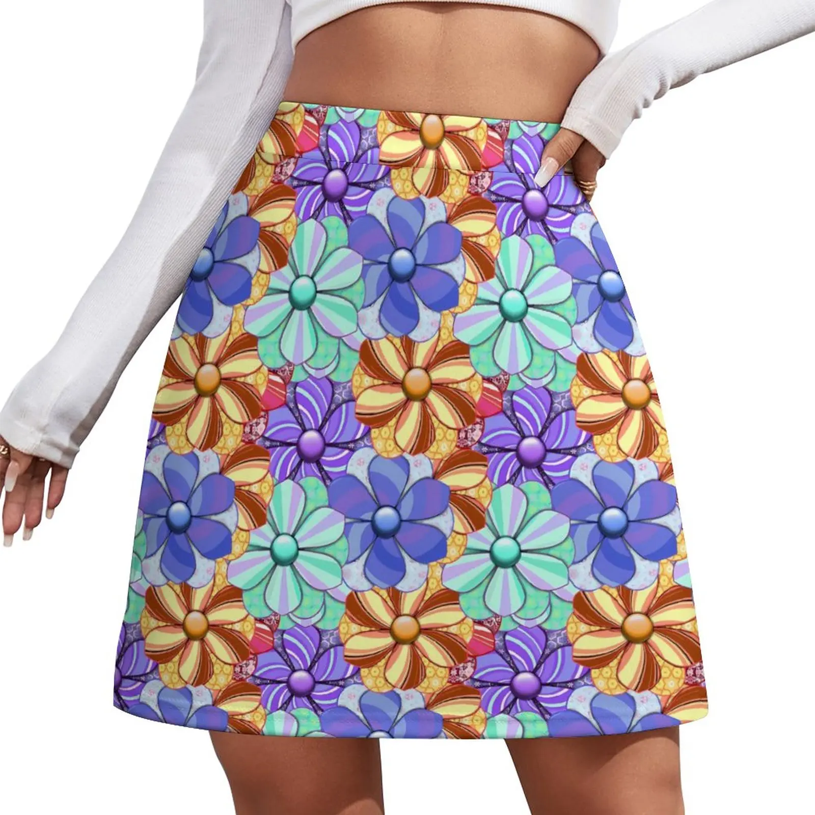 Jupe Longue Superposée Style Boho/hippie - Taille Unique, Coton, Imprimé Floral