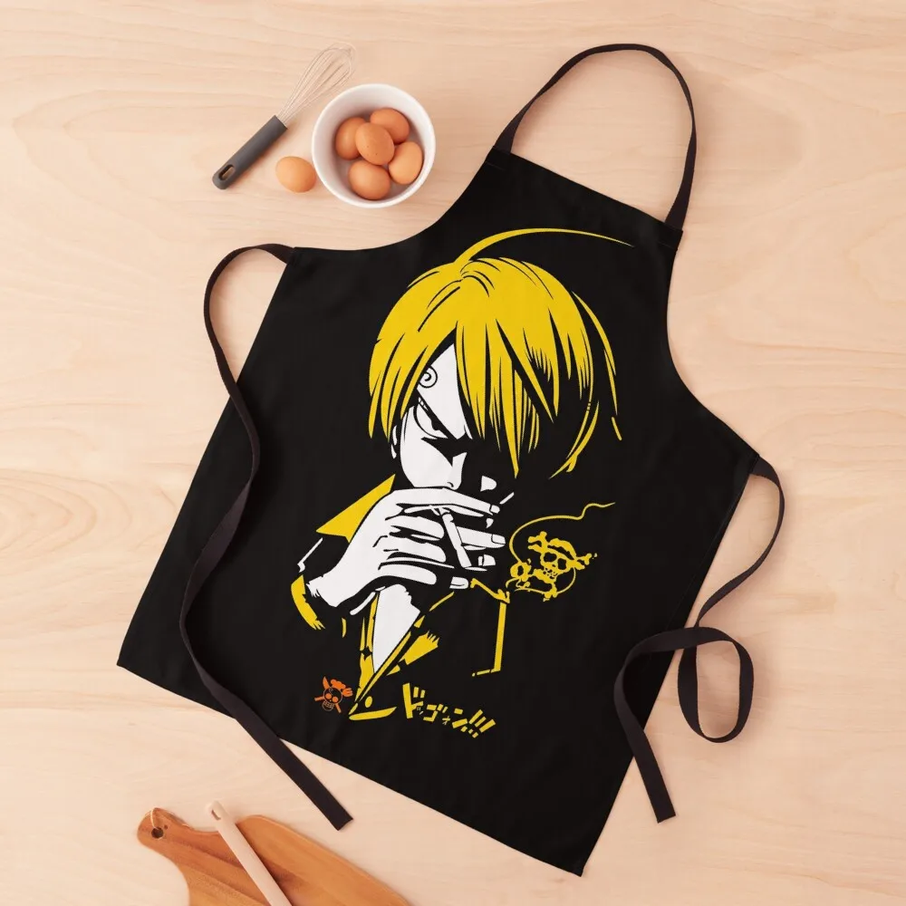 

smokey sanji Apron Customizable Woman chef for man Kitchen Kawaii Accessories Apron