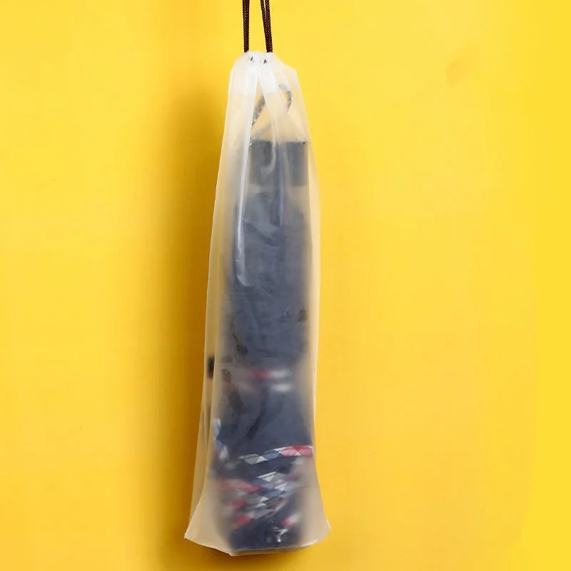 Matte Translucent Plastic Bag Umbrella Storage Bag Reusable Portable Umbrella Drawstring Storage Cover Home Organizer