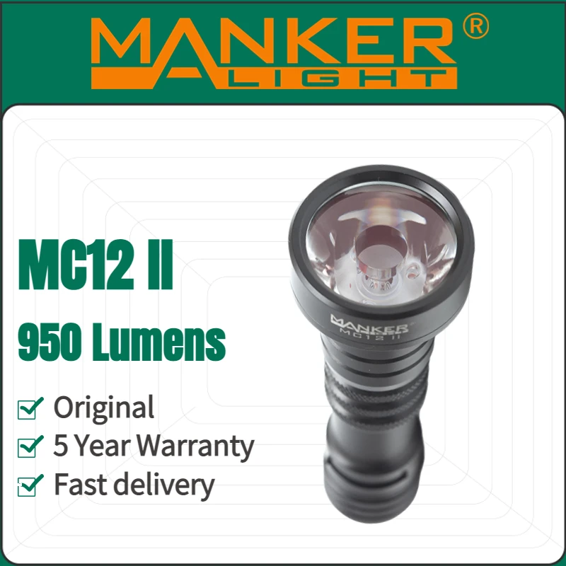 Фонарик Manker MC12 II, белый/красный/зеленый, три цвета
