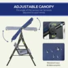 Porch Swing Hammock Bench Lounge Chair Steel 3-Seat Padded Outdoor W/ Canopy 4