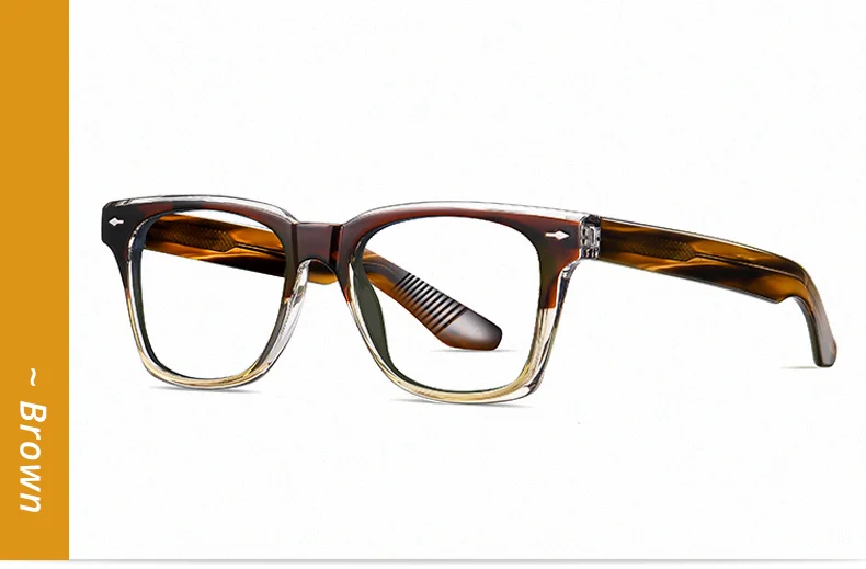 Ralferty Vintage Acetat-Brillengestell für Herren und Damen, quadratisch, Anti-Blau-Brille, keine Qualität, verschreibungspflichtiger optischer Rahmen, Null-Brillen 2025 – Detail 2