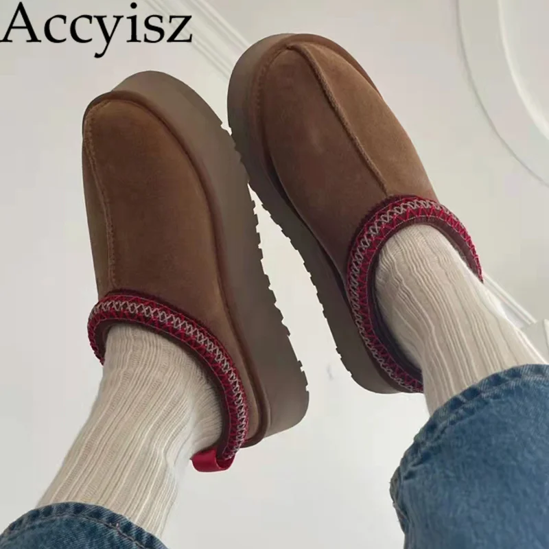 

New autumn and winter fur integrated closed toe plush half slippers for women's outerwear thick soled warm snow boots 2023