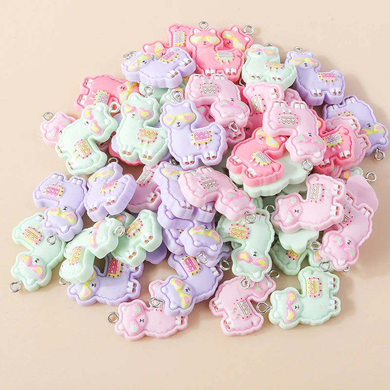 Leslie 15 Stück neue Kawaii-Harz-Alpaka-Charms für Tropfen-Ohrringe, DIY-Armband, Halskette, Schmuckherstellung, handgefertigte Anhänger